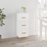 Credenza Bianco Lucido 34,5x34x90 cm in Legno Multistrato 812345