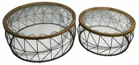 Set di 2 tavoli DKD Home Decor Vetro Metallo (102 x 102 x 42 cm) (2 pcs)