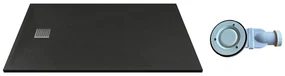 Piatto per doccia da posare o da incasso con sifone 120 x 90 cm in Resina Nero - MIRNOSA