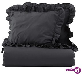 Venture Home Set da Letto Levi 220x240 cm Cotone Antracite