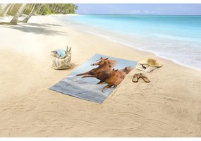 Telo mare da bambini blu/marrone in velluto 75x150 cm Free – Good Morning
