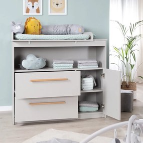 Cassettiera per bambini grigio chiaro con fasciatoio 107x98x75 cm Lea – Roba