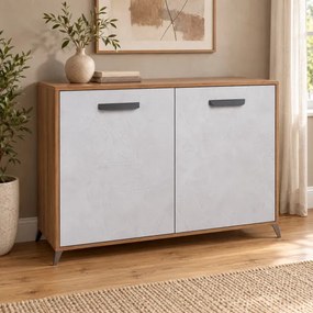 Madia in legno 107 cm a 2 ante Cemento Chiaro e struttura Noce Chiaro - LAELA