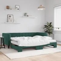 Divano Letto Estraibile Materassi Verde Scuro 90x200 Velluto 3196717