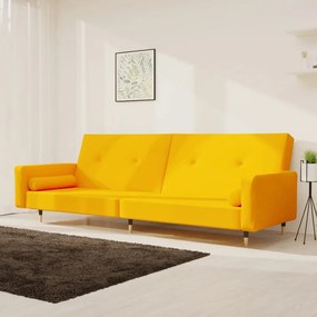 Divano Letto A 2 Posti Con 2 Cuscini Giallo İn Velluto /