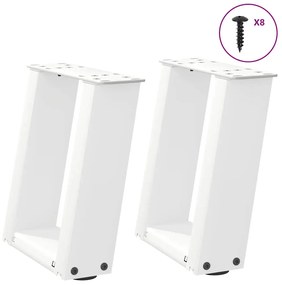 Gambe Tavolino Da Caffè A U 2 Pz Bianco 30x(30-31)cm İn Acciaio /