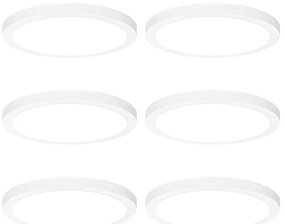 Set di 6 faretti da incasso o a plafone bianchi 30 cm con LED Dimmerabile a 3 livelli da caldo a freddo - Trans