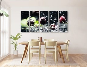 Quadri 5 pezzi – Ciliegie mature nell'acqua