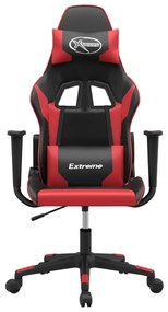 Sedia da gaming massaggiante rosso e nero in similpelle