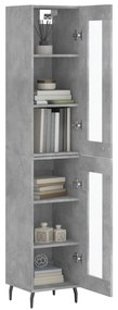 Credenza grigio cemento 34,5x34x180 cm in legno multistrato