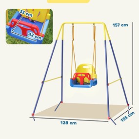 Altalena da Giardino per Bambini Trasformabile 3 in 1 Telaio in Metallo Blu...