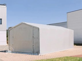 TOOLPORT 8x12 m tendostruttura, altezza 4,0m porta a pacchetto, PVC 850, grigio, con statica (sottofondo in cemento) - (94180)
