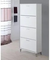 Scarpiera Salvaspazio in Legno Bianco Grigio 4 Ante Armadio 156 cm Feridras Colore: Bianco