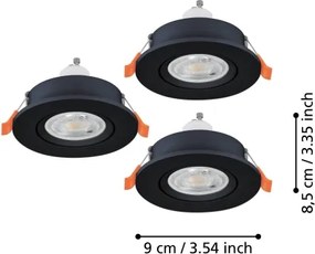 Eglo 902257 - SET 3x faretti LED da incasso BARRANCO 1xGU10/4,5W/230V nero