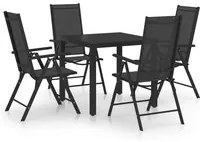 Set Mobili da Pranzo per Giardino 5 pz in Alluminio Nero cod mxl 45893