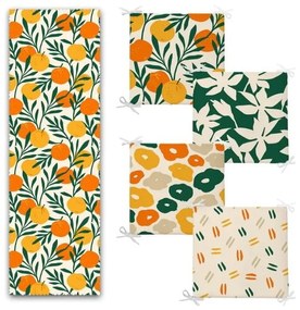 Set di runner e cuscini per sedie 5 pz Orange – Mila Home