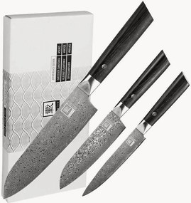 Set di 3 coltelli in damasco Zayiko Black Edition