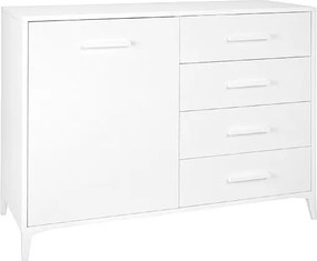 Madia Drexa in Legno 110x45 cm Bianco Frassino con 1 Anta e 4 Cassetti