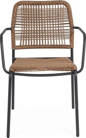 Sedia da esterno grigio scuro/di colore naturale in metallo Jable – Bizzotto