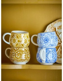 Tazzine in set per espresso blu e arancioni in gres 4 pz 155 ml Milton – Bloomingville