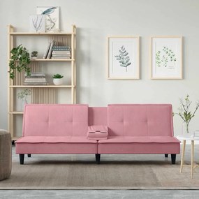 Divano Letto Con Portabicchieri İn Velluto Rosa /