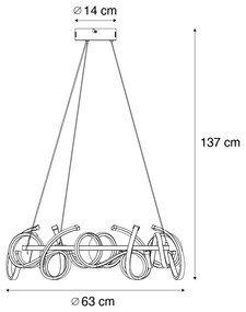 Lampada a sospensione di design nera rotonda dimmerabile a 3 livelli - Krisscross