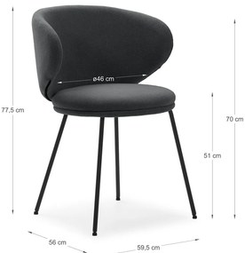 Set di sedie da pranzo grigio scuro in imbottito 2 pz Rush – Marckeric