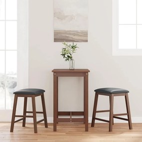 Sedie Da Bar Con Cuscini 2pz Marrone Legno Massello Di Hevea /