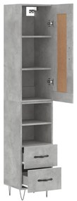 Credenza grigio cemento 34,5x34x180 cm in legno multistrato