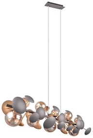 Lampada a sospensione con paralume in vetro grigio-oro Bubble - Trio Select