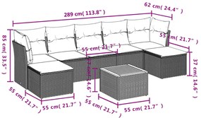 Set Divano da Giardino 8 pz con Cuscini Beige Misto Polyrattan