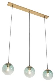 Lampada a sospensione Art Déco in ottone con vetro verde 3 luci - Pallon