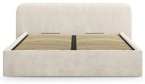 Letto matrimoniale imbottito beige con contenitore e rete inclusi 160x200 cm Elizabeth – Micadoni