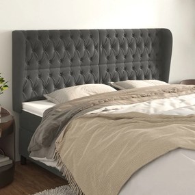 Testiera Ad Orecchio Grigioscuro 203x23x118/128cm İn Velluto /