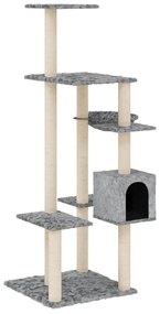 Albero per gatti con tiragraffi in sisal grigio chiaro 142 cm