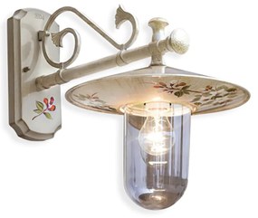 Applique Esterno Classica Genova Metallo Ceramica Bianco Sfumato Oro 1 Luce E27