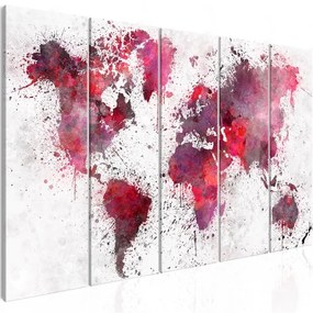 Quadro Bloody Map (5 Parts) Narrow  Colore Rosso, Dimensioni e Misure 200x80