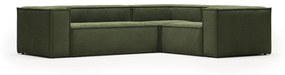 Kave Home - Divano ad angolo Blok 3 posti in velluto a coste spesse verde 290 x 230 cm / 230 cm 290 cm