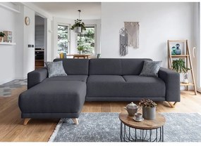 Divano angolare color antracite allungabile e con contenitore Classy Sophie – Miuform