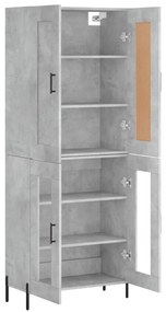 Credenza grigio cemento 69,5x34x180 cm in legno multistrato