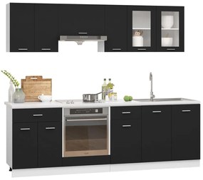 Set armadi da cucina 8 pz nero in truciolato