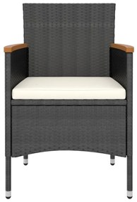 Set bistrot per giardino 5 pz polyrattan e massello acacia nero