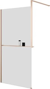 Box doccia walk-in Elidesign, vetro 8 mm, L max 140 cm x H 200 cm, profilo dorato