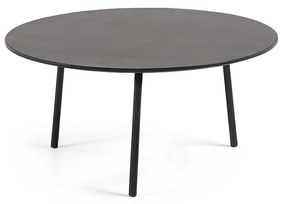 Kave Home - Tavolino Mathis in fibra di cemento con gambe in acciaio finitura nera Ã˜ 70 cm