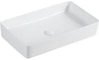 Lavabo d'appoggio rettangolare in ceramica bianca senza troppo pieno cm 61x34,5