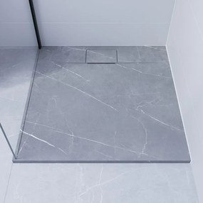 Piatto doccia NEO V2 SENSEA in composito minerale di resina gelificata grigio L 100 x L 100 x H 2.7 cm opaco effetto marmo