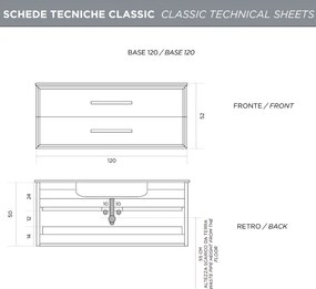 Mobile da bagno sospeso moderno base 120 CLASSIC con 2 cassetti e lavabo, ANTRACITE OPACO