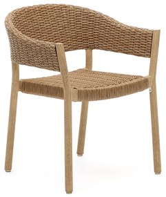 Kave Home - Sedia 100% esterni Pola legno massello di eucalipto rattan sintetico finitura naturale FSC