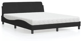 Letto Con Materasso Nero 160x200 Cm İn Velluto /