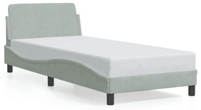 Giroletto Senza Materasso Grigio Chiaro 80x200 Cm Velluto /